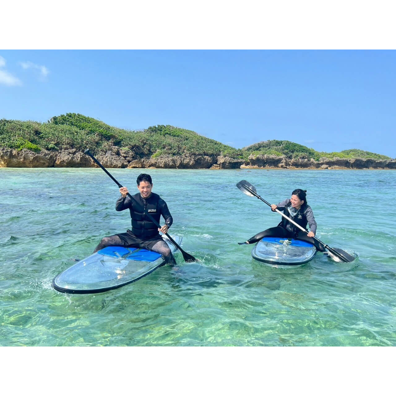 【沖縄・糸満】無人島の青い海でクリアSUPやウェイクボード、バナナボート含む絶叫系など10種類以上のアクティビティが遊び放題!90分コース